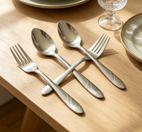 Lot de Couverts de Service en Acier Inoxydable 410 Poli Miroir, Légers et Durables, Argentés, pour Buffets et Événements