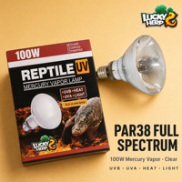LuckyHerp JX-SL100PAR38CL Lampe au vapeur de mercure auto-alimentée 100W Par38 UVB/UVA Écologique Verre Classique pour Reptiles