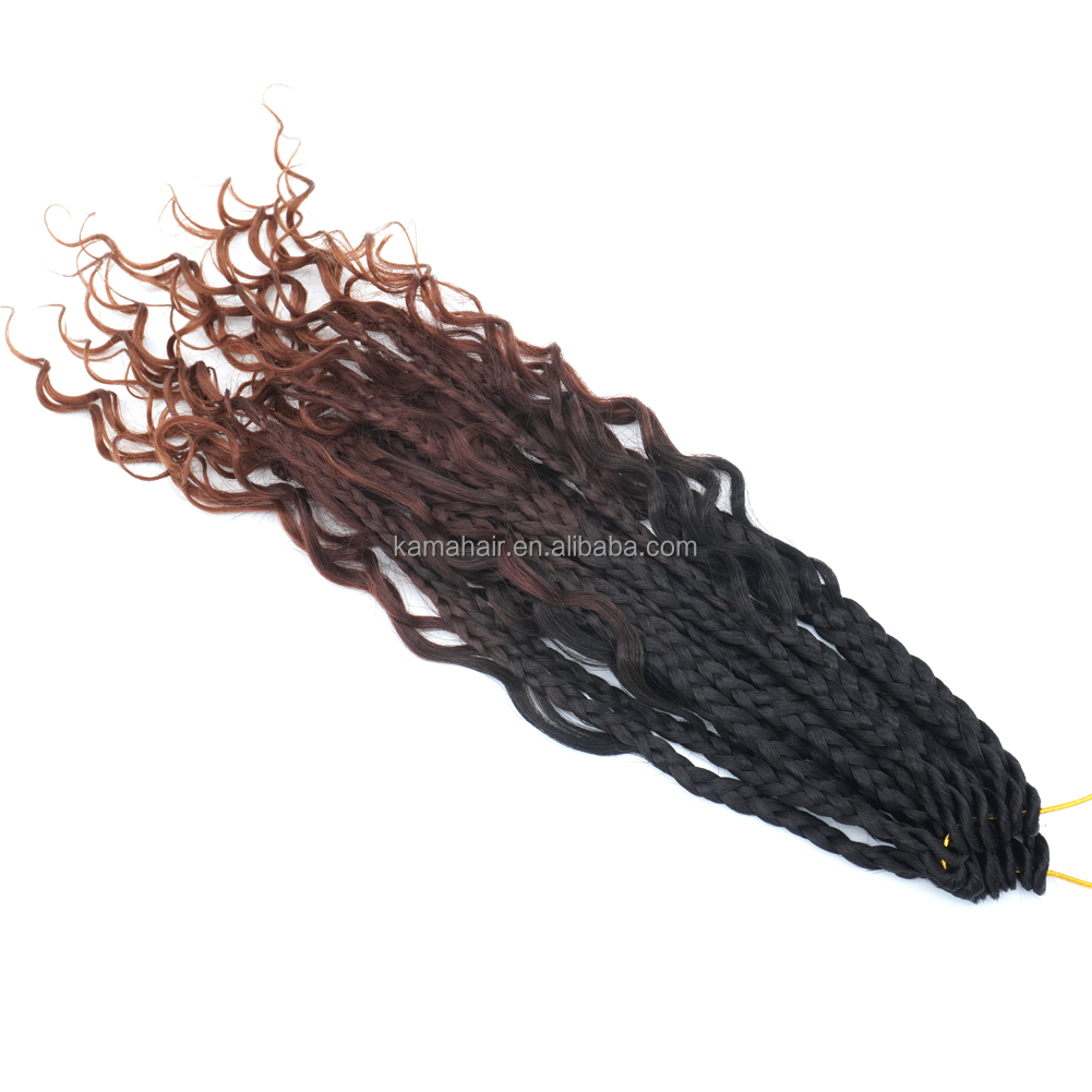 KAMA Pre-Looped Dyed Synthetic Braids Soft Hair Extensions Boho Box Jumbo River Loco Butterfly Crochet Single Weft Hair Waving Detail Section 6