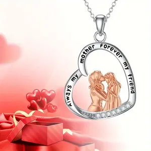 Exquisito Collar <span class=keywords><strong>Siempre</strong></span> <span class=keywords><strong>Mi</strong></span> Madre <span class=keywords><strong>Para</strong></span> <span class=keywords><strong>Siempre</strong></span> <span class=keywords><strong>Mi</strong></span> Amiga, Colgante de Corazón de Cristal de Dos Tonos, Collar con Besos de Mamá <span class=keywords><strong>para</strong></span> Regalo de Mamá - Product Image 2