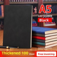 Carnet A5 en cuir PU souple, logo personnalisé, journal d'affaires, bloc-notes, 100 feuilles, reliure cousue, papier ligné épais, bureau, école, quotidien
