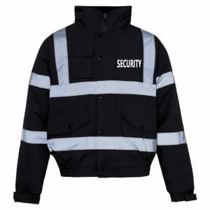 Suministro de fábrica Diseño personalizado Reflectante Negro Invierno Uniforme Guardia Chaqueta de seguridad para los hombres - Product Image 1