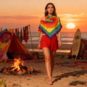 PESENAR 1960s Style arc-en-ciel <span class=keywords><strong>cravate</strong></span> colorant spirale motif tissu pour rétro Vintage Hippie Costume décoration accessoire - Product Image 5