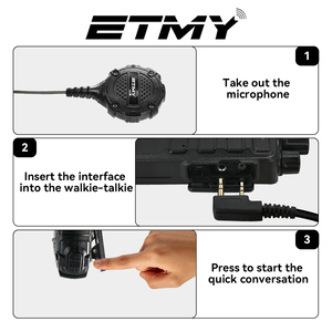 Microphone haut-parleur à distance ET-MH500 avec connecteur 2 broches et prise jack 3,5 mm pour radio talkie-walkie UV-5R UV-82 BF-888S BF-9700 - Product Image 3