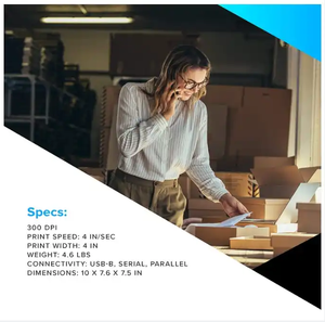 Imprimante de bureau à transfert thermique authentique GX430t, largeur d'impression de 4 pouces, connectivité USB, série et parallèle GX43-102510-000 - Product Image 1