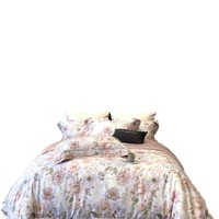 Parure de lit quatre pièces personnalisable style pastoral, imprimé floral américain numérique, housse de couette matelassée et drap de lit