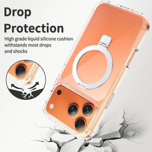 เคสโทรศัพท์แบบวงแหวนแม่เหล็กบางเฉียบ พร้อมขาตั้ง วัสดุ PC+TPU ป้องกันแรงกระแทก รองรับการสั่งทำโลโก้ OEM บรรจุภัณฑ์ตามแบบ โรงงานขายส่ง - Product Image 2