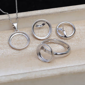 S925 WENCHI Plaqué Or 18K, Ensemble Pendentif, Boucles d'Oreilles et Bague Mabei, Supports Vides pour Perles 15.7 16.3 16.7, Composants de Bijoux 40084 - Product Image 5