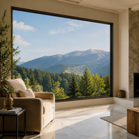 Ventana Abatible de Aluminio con Doble Acristalamiento, Rotura de Puente Térmico, Impermeable, Resistente al Viento, Ahorro de Energía para la Construcción de Villas Modernas