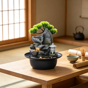 Bonsái Artificial de Pino Estilo Zen con Linterna de Piedra, Adorno de Escritorio - Product Image 4