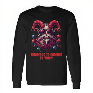 Maglietta Unisex a Maniche Lunghe con Stampa Digitale Krampus Xmas Horror, Abbigliamento Natalizio - Product Image 2