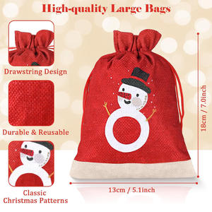 Yiwu recyclable Jute compte à rebours de Noël Festival cadeau sac de rangement avec fermeture à cordon Design personnalisable - Product Image 4