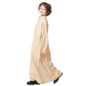 Abaya Thobe arabe pour garçons, robe de prière musulmane, kaftan islamique, robe avec poches et boutons, couleur unie, Dubai - Product Image 2