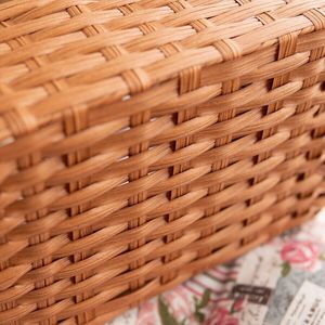 Rattan Storage Basket 3 Compartment Rectangle Eco Friendly Living Room Desktop Organizer - Product Image 4