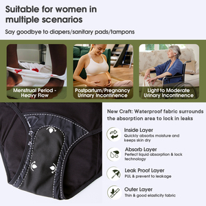 Lynmiss Womens lưới thời gian quần lót eo cao kinh nguyệt rò rỉ bằng chứng đồ lót không kiểm soát tóm tắt bảo vệ - Product Image 4