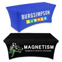 Nappe rectangulaire extensible en spandex avec logo personnalisé imprimé pour salons professionnels, expositions et événements (6ft, 8ft)