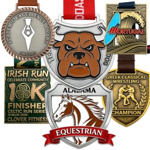 Medallas Personalizadas, Diseño de Fábrica Gratuito, Medallas Deportivas de Metal Doradas Brillantes de Alta Calidad OEM para Maratón con <span class=keywords><strong>Cintas</strong></span> con Logotipo Personalizado - Product Image 1