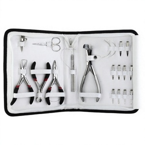Kit d'outils pour extensions de cheveux avec pince à presser pour bandes adhésives, dissolvant de colle à la kératine, crochet et ciseaux de précision - Product Image 1