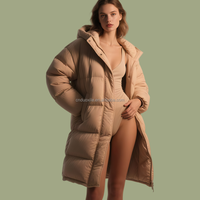 Doudoune matelassée personnalisée 90 % duvet de canard blanc pour femme, manteau long jusqu'aux chevilles, chaud et épais pour l'hiver, idéal pour OEM/ODM