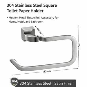 Porte-papier toilette carré en acier inoxydable 304 - Accessoire moderne en métal pour rouleau de papier toilette pour la maison, l'hôtel et la salle de bain - Product Image 4