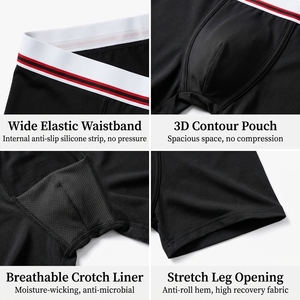 Paquete de 3 Calzoncillos Boxer Ecológicos para Hombre, Marca Carer, con Almohadilla Absorbente Lavable de 80 ml, Diseño Gris Claro, Talla 3XL - Product Image 3
