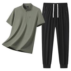 Conjunto de Camiseta Deportiva para Hombre, Verano 2025, Nueva, Absorbente de Humedad, Secado Rápido, Transpirable, para Deportes al Aire Libre, Fitness, Running, con Cierre de Media Cremallera - Product Image 3