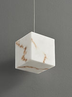 Lustre de chevet de chambre à coucher en pierre vent et nuage, style français, luxe léger, tout en cuivre, design cube créatif, pour bar et salle à manger