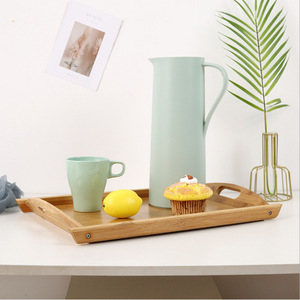 Plateau domestique en bambou et bois, plateau à double poignée, plateau en bambou et bois pour hôtel, plateau pour verres, plateau pour boissons, style rural - Product Image 2