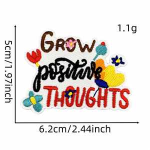 Parche termoadhesivo de moda con bordado de dibujos animados a color y palabras inspiradoras para ropa y bolsos - Product Image 3