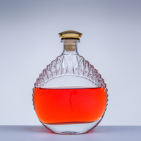 Bouteille vide en verre cristal de 500 ml de haute qualité, personnalisable avec logo et couleur, surface transparente, bouchon en liège, forme plate, pour vodka et whisky, haute sensibilité sensorielle