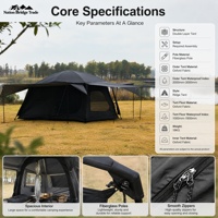 Tenda Keluarga Large Ridge 2 Kamar 3 Ruang Tamu Oxford Empat Musim 6 Orang Portabel Lipat untuk Berkemah di Pegunungan dan Luar Ruangan