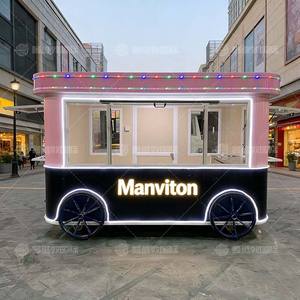 รถพ่วงขายอาหารเคลื่อนที่แบบกำหนดเอง 4 ล้อ ทนสนิม พร้อมระบบไฟฟ้าในตัว ทำจากอะลูมิเนียมและไฟเบอร์กลาส สำหรับขายอาหาร กาแฟ ไอศกรีม - Product Image 3