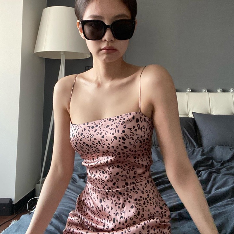 Sexy Korean Style Summer A-Line Leopard Print Bodycon Dress for Women -  Trendy, Breathable, and Stylish Choice