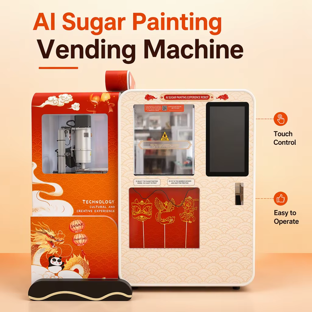 Fully Automatic AI Touch Screen Candy Printer OEM Customized 3D Food Printer AI Sugar Painting Vending Machine