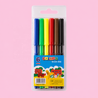 Marqueurs d'art à pointe fine, 6 couleurs classiques, à base d'eau, flux fluide, personnalisables pour l'écriture et le dessin à l'école primaire, feutres à pointe feutre
