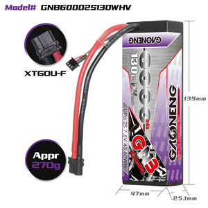 Gnb gaoneng 6000mAh 2S HV 7.6V 130C RC LiPo แบตเตอรี่ XT60 cabled กรณียาก1:10 1/10รถแข่ง RC เรือ - Product Image 3