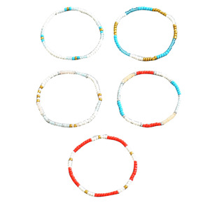 Women's Beaded Bracelet <b>Set</b> Colorful Seed <b>Bead</b> Design Five Piece Jewelry Fashion Accessory - Product Image 5