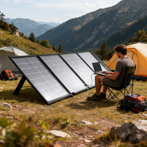 Cargador Portátil Solar Plegable Alecter de 100W 19.8V/5V/18V DC USB (Negro) para Camping, Laptop y Smartphone, Uso en Exteriores - Product Image 2