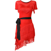 Robe de danse latine femme adulte 2023 quatre saisons nouveau haut de gamme minceur à manches courtes frange fente vêtements d'entraînement