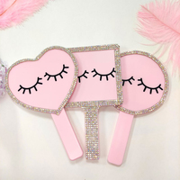 Cadre en plastique portable personnalisé avec logo personnalisé poche de maquillage compacte petit coeur bling strass miroir de poche à main