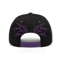 Gorra de béisbol de gamuza personalizada de fábrica con bordado 3D en relieve, estampado en relieve, diseño de rayo gótico, estilo Hip Hop RHINO Club para venta al por mayor