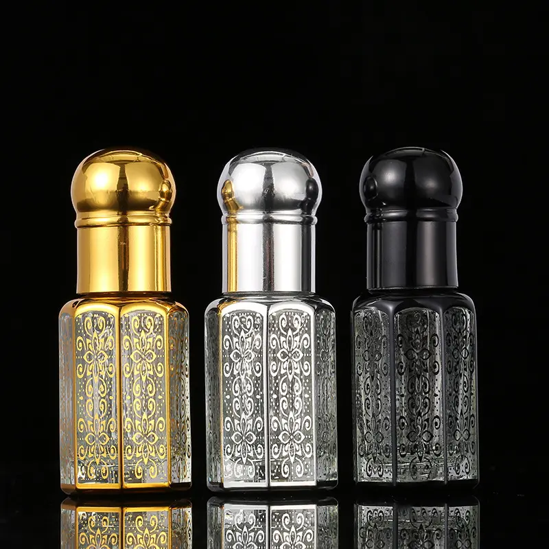 10ml 12ml Cosmetic Packaging Black Gold Silver Color Perfume Bottle With Roller Ball
