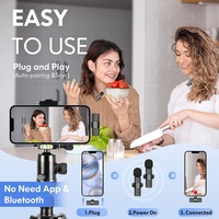 Microphone sans fil USB professionnel 2 micros à pince pour iPhone, appareil photo, téléphone, enregistrement vidéo externe