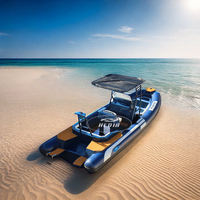 Bateau semi-rigide Hedia de 6,5 m (21 pieds) en aluminium, Hypalon ou PVC, avec cabine et moteur hors-bord pour la pêche en haute mer et le sauvetage rapide