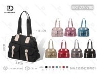 Sac fourre-tout en nylon imperméable pour femme avec fermeture éclair, couleur unie, usage quotidien - Product Image 3