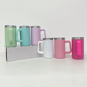 แก้วกาแฟเก็บความร้อนแบบมีหูจับถอดได้ สีขาว ขนาด 20 ออนซ์ สำหรับพิมพ์ลายแบบซับลิเมชั่น รุ่น New Style USA Warehouse Macaroon - Product Image 3