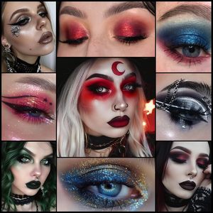 Palette de fards à paupières Halloween 15 couleurs, haute pigmentation, mat et scintillant, imperméable, maquillage professionnel pour le visage et le corps - Product Image 3
