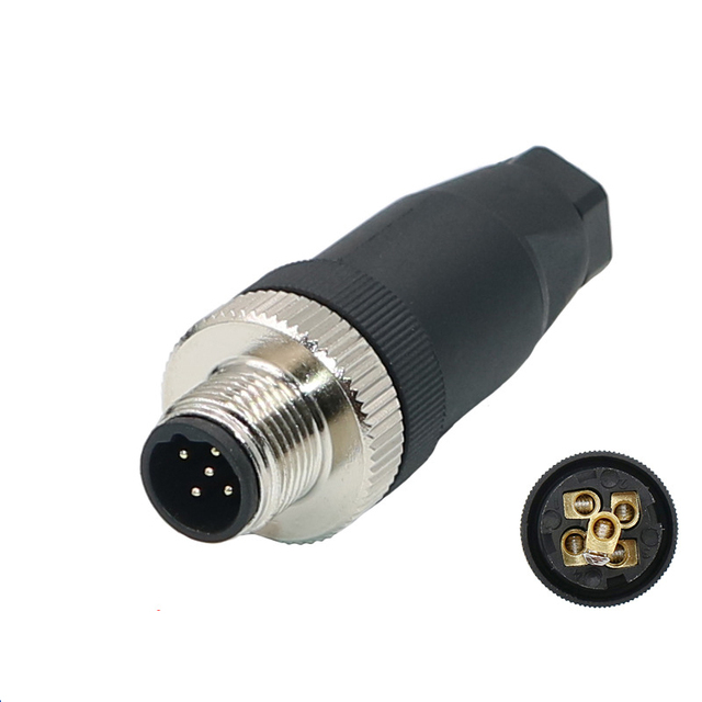 Waterproof Fieldwire B Coded M12 Straight Plastic Assembly 5 Pin M12 Male Connector B Code