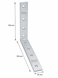 Équerre d'angle en fer 150x150x25, galvanisée et thermolaquée, quincaillerie pour meubles résidentiels, commerciaux, de bureau et hospitaliers - Product Image 3