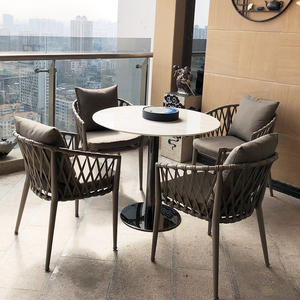 फैक्टरी थोक कम MOQ स्टाइलिश आँगन मेज और एल्यूमीनियम मिश्र धातु कुर्सी सेट - Product Image 4